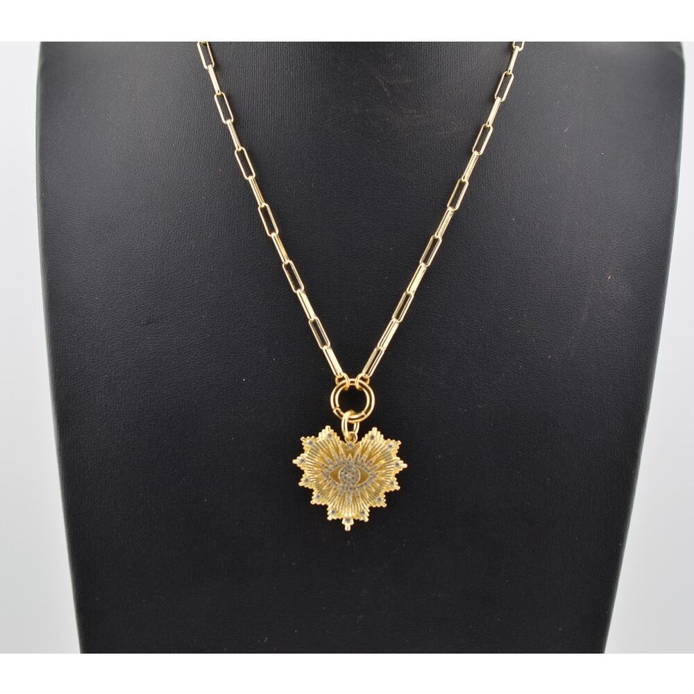 Rachel Reinhardt 14K Vermeil Paperclip Necklace with Heart Pendant